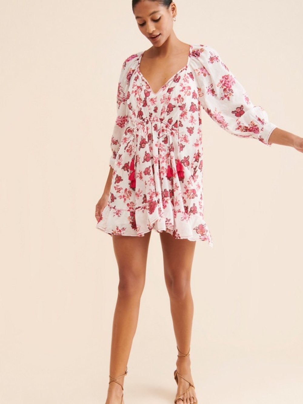 Free People Camilla Mini Dress with Pink Floral Pattern